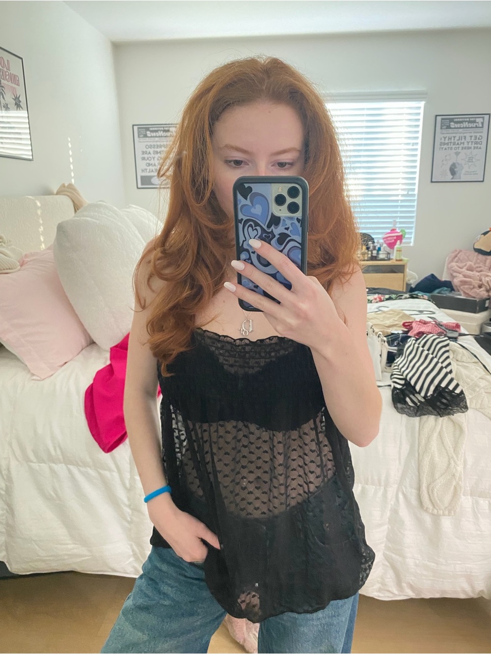 Sheer Black Lace Camisole Top